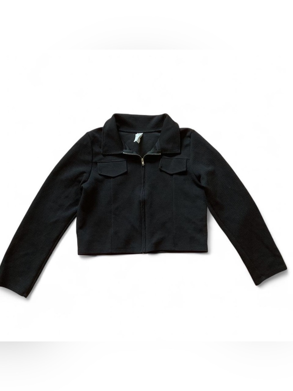 Vintage Y2K JUST KIDS Textured Cropped Jacket | 16 | Black